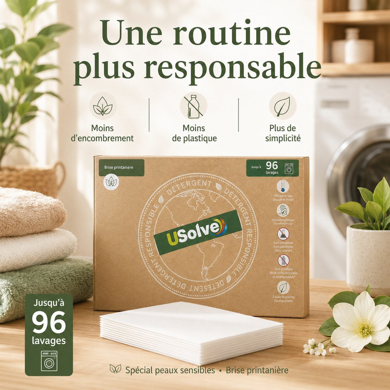 Usolve - Nos packs éco 144 lavages lessive en feuille